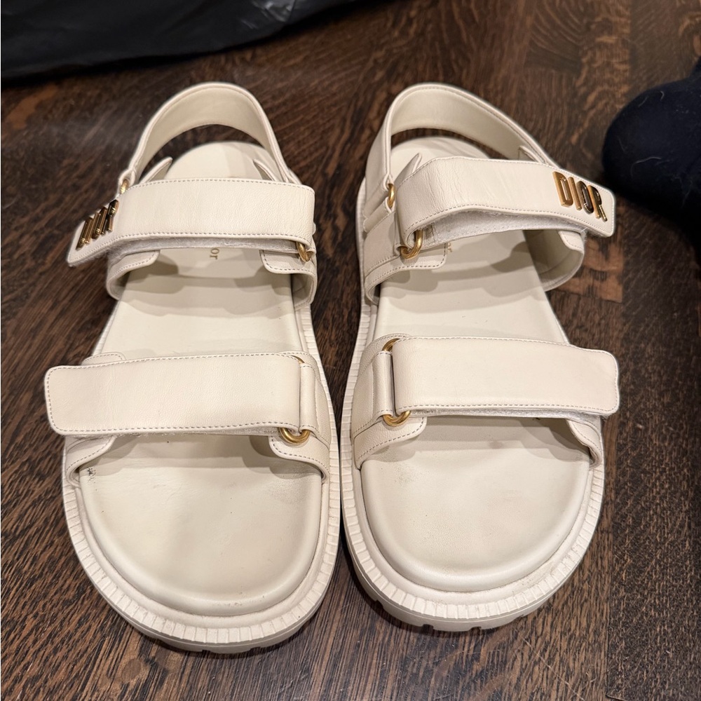 Authentic Dior White Leather Sandals + Original Box